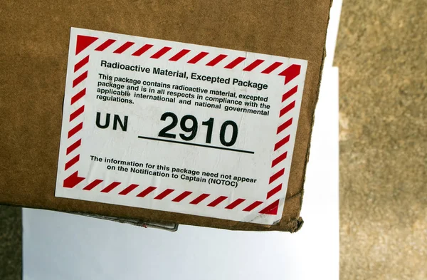 The UN number label for Radioative material, Excepted package