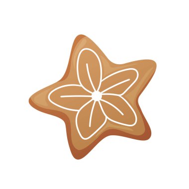 Çiçek süslemeli yıldız şeklinde kurabiye.