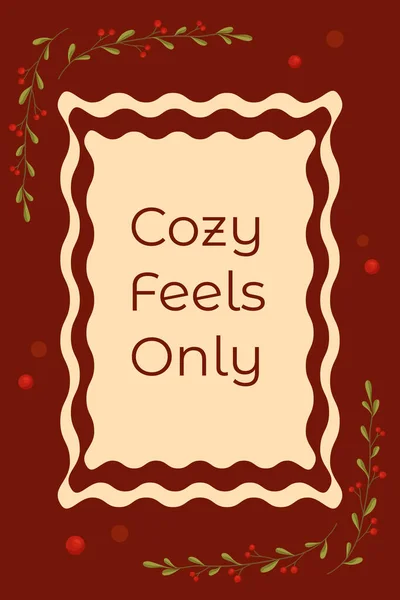 Konforlu illüstrasyon dekoratif unsurlar ve sıcak renkler sergiliyor, mevsimlik dekorasyon ve şenlik havası için mükemmel rahatlatıcı bir ortam yaratıyor.