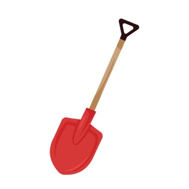 Düz dizaynlı tahta saplı kırmızı kürek