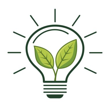 Yeşil yapraklı ampulün canlandırılması yenilenebilir enerji kavramlarını temsil ediyor