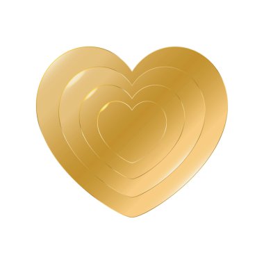 Katmanlı altın kalp çizimi yaratıcı bir tasarımda sevgi ve sevgiyi sembolize eder.