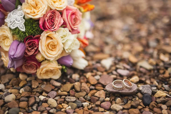 Anéis de casamento close-up — Fotografia de Stock