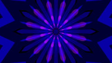 Yatay siyah ekranda soyut mor desenlerin kaleydoskop arkaplan canlandırması