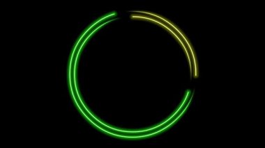 Yatay siyah ekranda yeşil neon ışığı ile çember çerçeve canlandırması