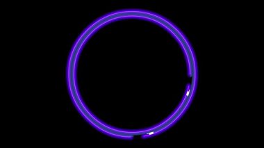 Yatay siyah ekranda mor neon ışığı ile çember çerçeve canlandırması