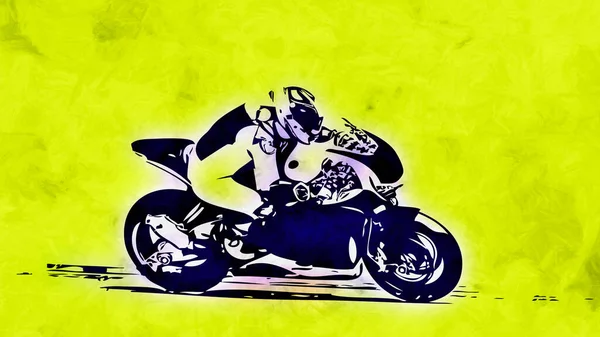 Corrida Superbike Correndo Fundo Amarelo — Fotografia de Stock