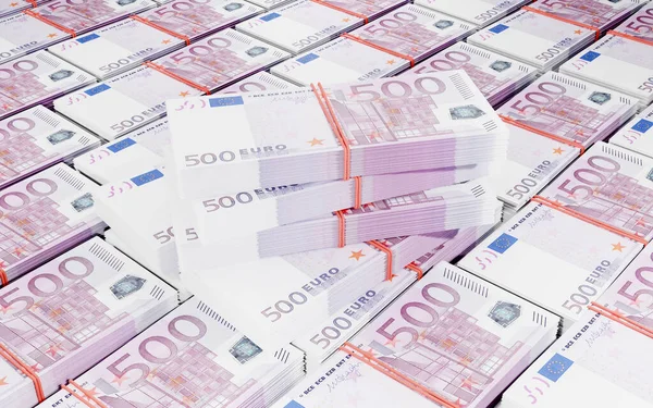 Stapel Bankbiljetten Van 500 Euro Weergave — Stockfoto