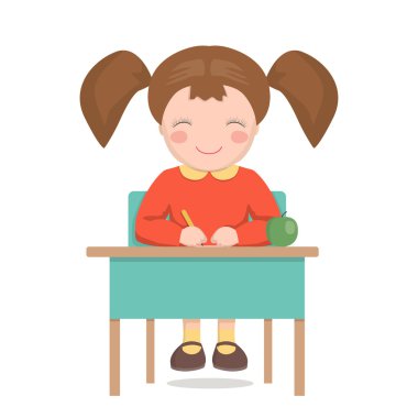 İzole masada oturan okul kız