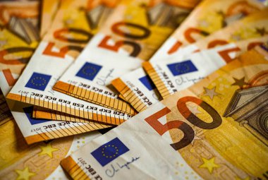 50 avroluk banknotların makro detaylarını kapat, nakit para geçmişi