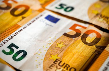 50 avroluk banknotların makro detaylarını kapat, nakit para geçmişi