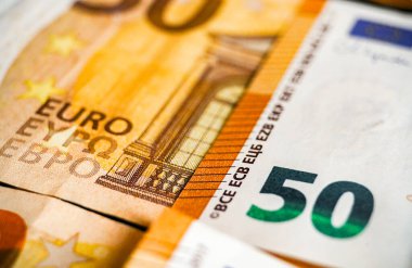 50 avroluk banknotların makro detaylarını kapat, nakit para geçmişi