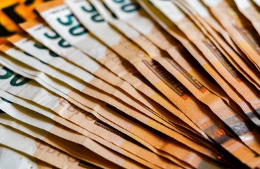 50 avroluk banknotların makro detaylarını kapat, nakit para geçmişi