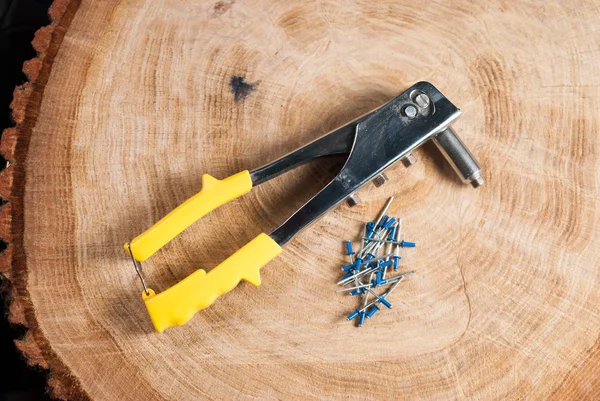 Pistola de remache, remaches y aplicador . — Foto de Stock