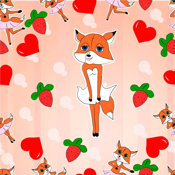 Seamless pattern with a fox — Stock Vector