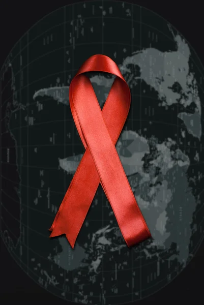 Red ribbon HIV, AIDS — Stock Photo, Image