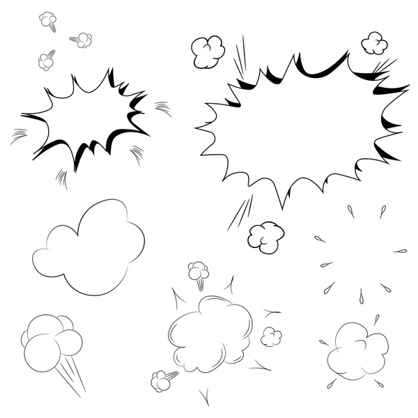 Uppsättning av popkonst komiska tal vektor illustration. Dekorativa uppsättning ikoner med bomb explosivt i pop konst stil. — Stock vektor