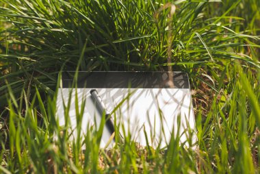 grafik tablet kalemle bahar kalın otların arasında yalan