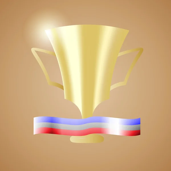 Coppa d'oro e nastro nei colori della bandiera francese , — Vettoriale Stock