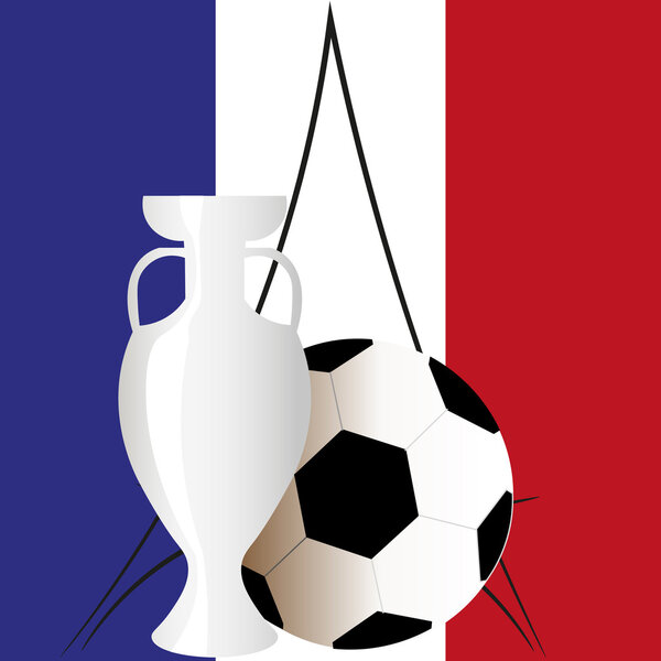 Euro 2016 official Cup vector on the background of the French flag,