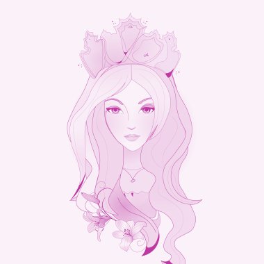 Bir kız pastel renklerde kavramsal portre çizimi,