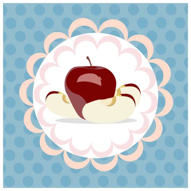 Beyaz bir arka planda Rosh Hashanah - Kırmızı elma Yahudi yeni yılı, vektör