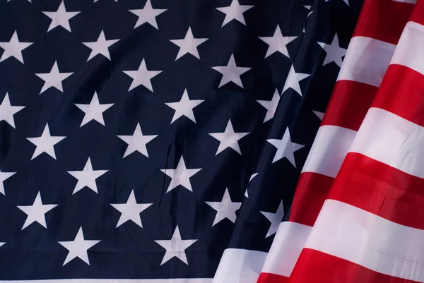 Bandera americana que fluye con detalle de tela textura , — Foto de Stock