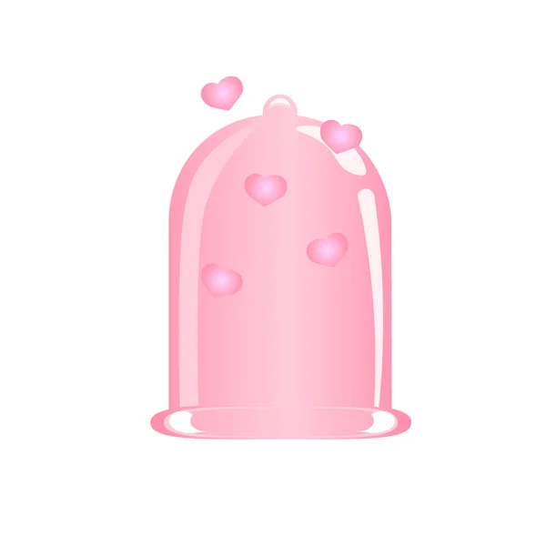 Růžový kondom. Vektorové ilustrace — Stockový vektor