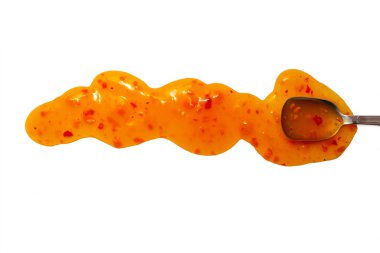 su sıçramalarına, damlacıkları ve bir kaşık ile dökülen tatlı ve ekşi sos