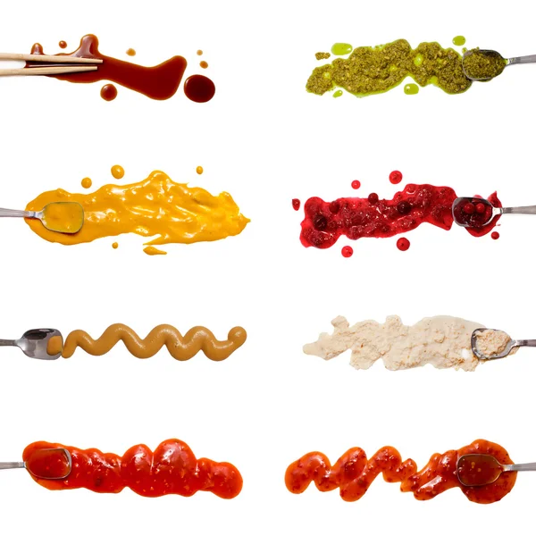 8 savory soslar ve üzerinde beyaz izole Topingler kümesi