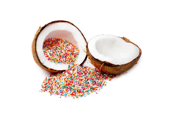 Gökkuşağı sprinkles içinde Hindistan cevizi