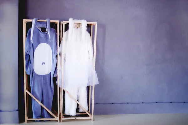 The play is over. costumes rabbits on a hanger — Stock Photo, Image