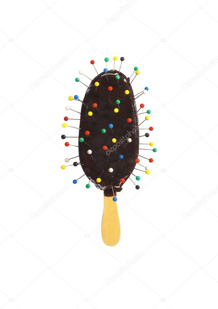 ice cream spiked with pins