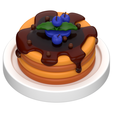 Üç boyutlu krep. 3D çizim besin temalı beyaz arkaplan üzerinde izole edilmiş.