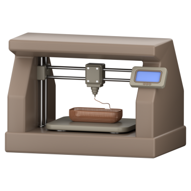 3D yazıcı simgesi. 3B yazıcının şeffaf arkaplanı olan 3B simge oluşturucu.