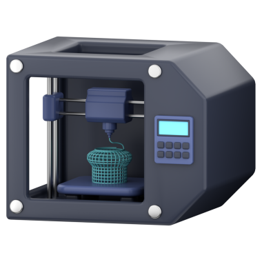 3D yazıcı simgesi. 3B yazıcının şeffaf arkaplanı olan 3B simge oluşturucu.