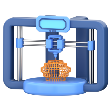 3D yazıcı simgesi. 3B yazıcının şeffaf arkaplanı olan 3B simge oluşturucu.