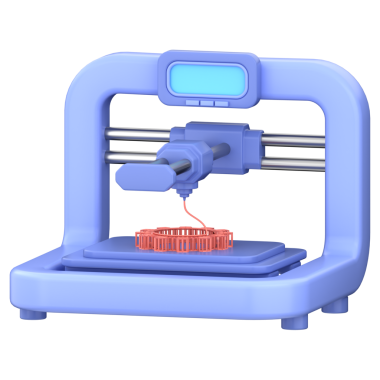 3D yazıcı simgesi. 3B yazıcının şeffaf arkaplanı olan 3B simge oluşturucu.
