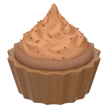 Üç boyutlu kek ikonu. Kekin şeffaf arkaplanlı 3B simgesi.