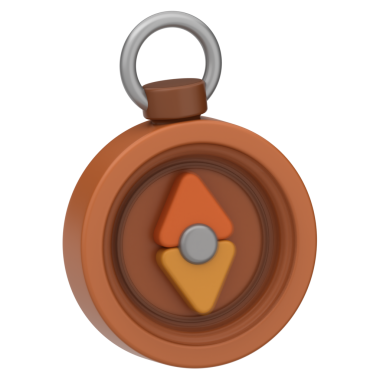 3 boyutlu pusula simgesi. Şeffaf arkaplan ile pusula oluşturma 3B simgesi.