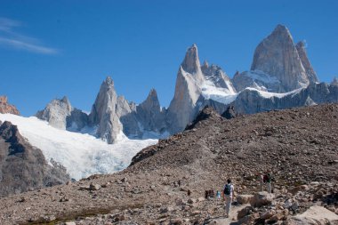 Fitz Roy Dağı 'nın Chalten, Arjantin Patagonya' daki panoramik manzarası.
