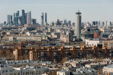 Moskova 'nın panoramik manzarası. İş merkezi 