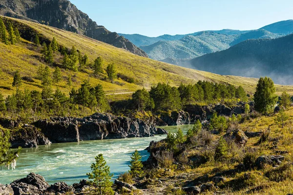 Russie Altaï Beau Paysage Montagne Vue Sur Rivière Les Montagnes — Photo