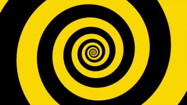 Bir döngü animasyon hipnotik spiral, hareket bulanıklığı olan siyah ve sarı renk.
