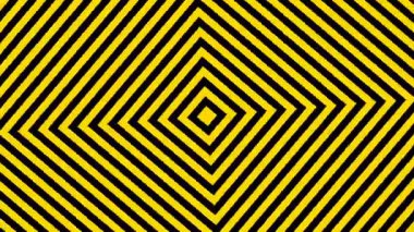 Bir döngü animasyon eşmerkezli kare arkaplan, hareket bulanıklığı olan siyah ve sarı renk.