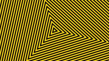 Bir döngü animasyon hipnotik üçgen arka plan, hareket bulanıklığı ile siyah ve sarı renk
