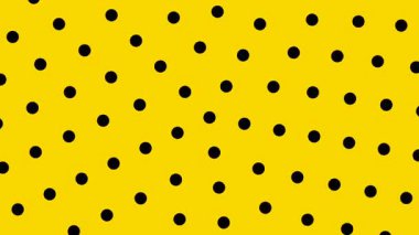Bir döngü animasyon polka nokta desen arka plan, hareket bulanıklığı ile siyah ve sarı renk.