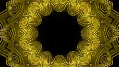 Bir döngü animasyonu soyut mandala arkaplan, gürültü dokusu arka planı ve hareket bulanıklığı olan siyah ve sarı renk