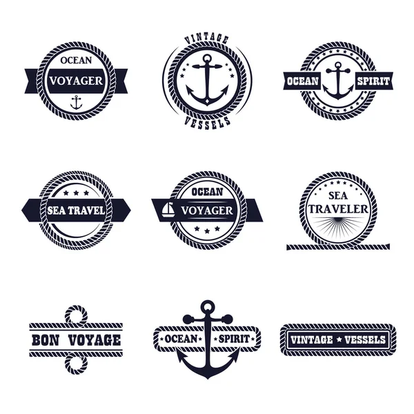 Conjunto de etiquetas marinas — Vector de stock