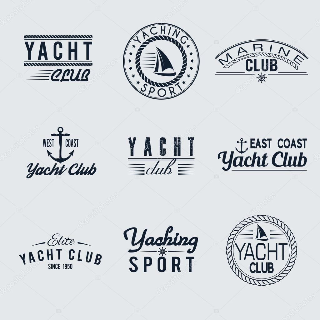 Set of yacht club labels